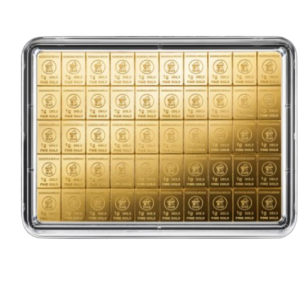 50 x 1 gram CombiBar goudbaar van Heimerle + Meule met certificaat geseald hardplastic cover goudplaatje LBMA gecertificeerd