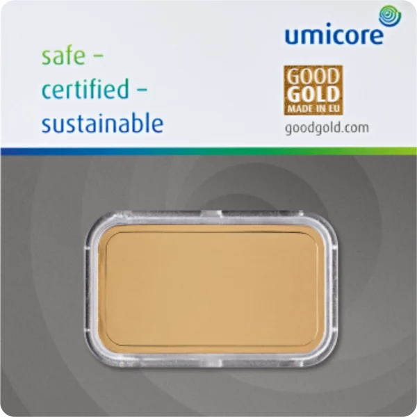 Umicore goudplaatje 50 gram met certificaat