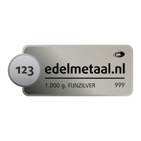 Zilverbaarbaar van 1000 gram van div. edelmetaal smelters met een zuiverheid van 99,9 procent ook genoemd fijnzilver