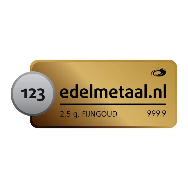 Goudbaar van 2,5 gram van div. edelmetaal smelters met een zuiverheid van 999,9 procent ook genoemd fijngoud of goudplaatje