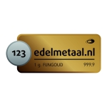 Goudbaar van 1 gram van div. edelmetaal smelters met een zuiverheid van 99